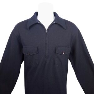 Vintage Pendleton‎ 60's/70's Wool Pullover Shirt Men's XL Blue 1/4 Zip USA READ